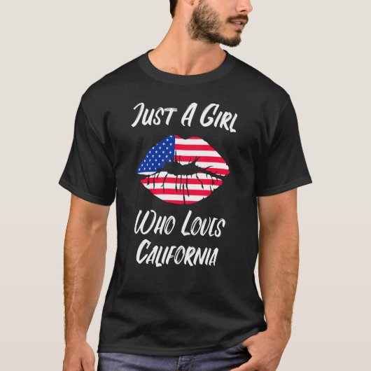 Lips Mouth Love American Flag California T-shirt (Voorkant)