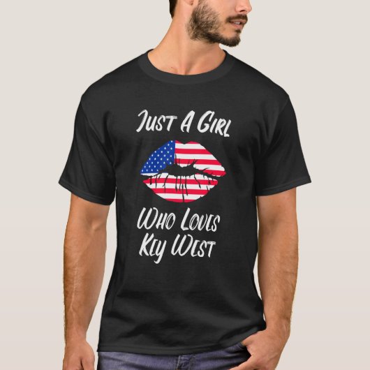 Lips Mouth Love American Flag Key West T-shirt (Voorkant)