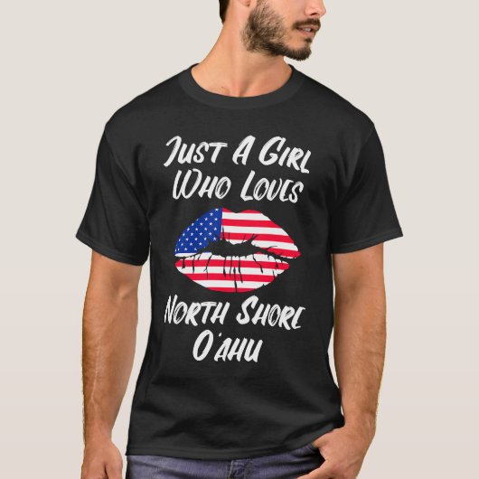 Lips Mouth Love American Flag North Shore Oahu T-shirt (Voorkant)