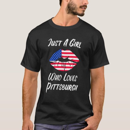 Lips Mouth Love American Flag Pittsburgh T-shirt (Voorkant)