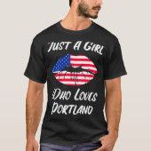 Lips Mouth Love American Flag Portland T-shirt (Voorkant)