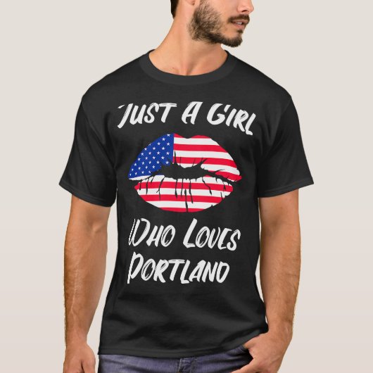 Lips Mouth Love American Flag Portland T-shirt (Voorkant)