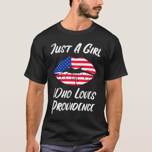 Lips Mouth Love American Flag Providence T-shirt (Voorkant)