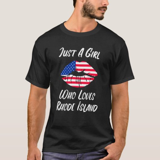 Lips Mouth Love American Flag Rhode Island T-shirt (Voorkant)