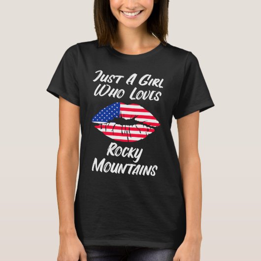 Lips Mouth Love American Flag Rocky Mountains T-shirt (Voorkant)