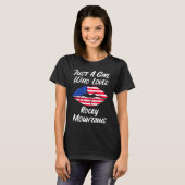 Lips Mouth Love American Flag Rocky Mountains T-shirt (Voorkant volledig)