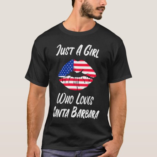 Lips Mouth Love American Flag Santa Barbara T-shirt (Voorkant)