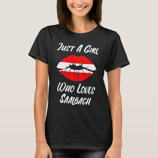 Lips Mouth Love Austria Flag Saalbach T-shirt (Voorkant)