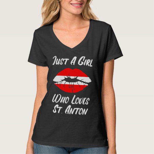 Lips Mouth Love Austria Flag St Anton T-shirt (Voorkant)