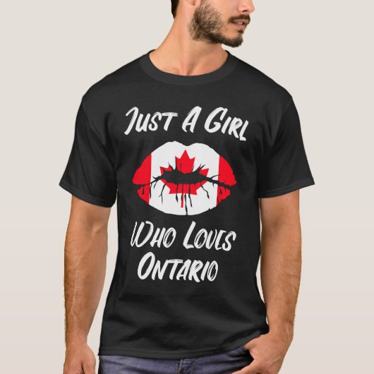 Lips Mouth Love Canadian Flag Ontario T-shirt (Voorkant)