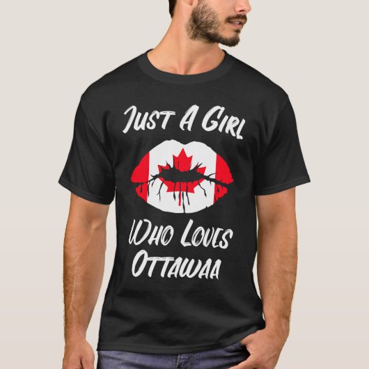Lips Mouth Love Canadian Flag Ottawa T-shirt (Voorkant)