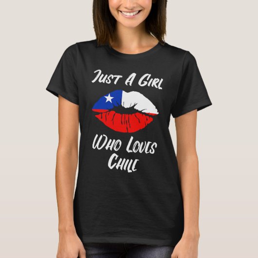 Lips Mouth Love Chillean Flag Chile T-shirt (Voorkant)