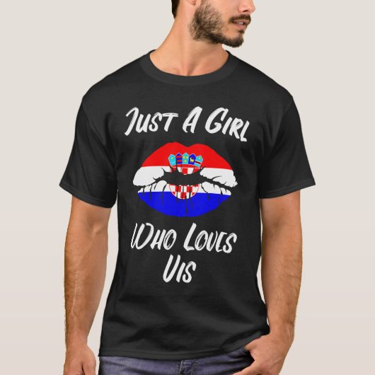 Lips Mouth Love Croatia Flag Vis T-shirt (Voorkant)