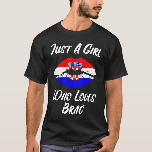 Lips Mouth Love Croatian Flag Brac T-shirt (Voorkant)
