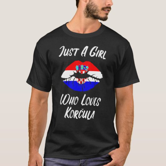 Lips Mouth Love Croatian Flag Corcula T-shirt (Voorkant)