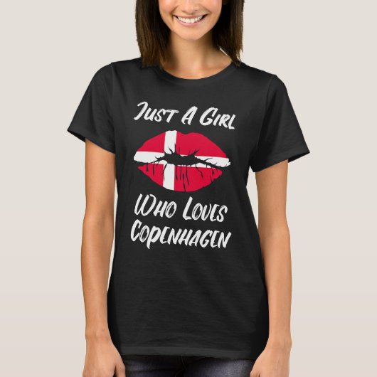 Lips Mouth Love Danish Flag Copenhagen T-shirt (Voorkant)