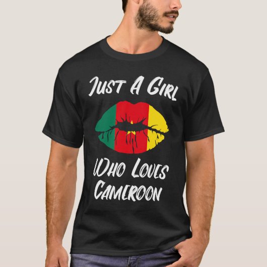 Lips Mouth Love Flag Cameroon T-shirt (Voorkant)