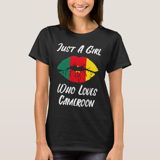 Lips Mouth Love Flag Cameroon T-shirt (Voorkant)