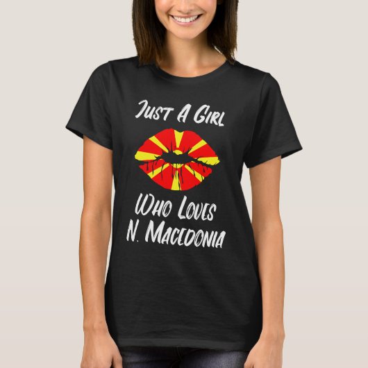 Lips Mouth Love Flag North Macedonia T-shirt (Voorkant)