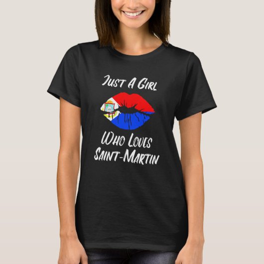 Lips Mouth Love Flag St Maarten T-shirt (Voorkant)
