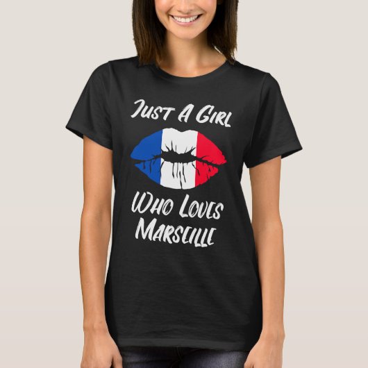 Lips Mouth Love Franse vlag Marseille T-shirt (Voorkant)