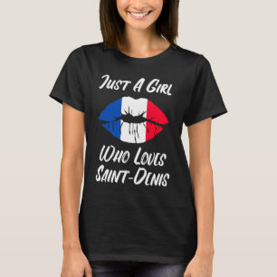 Lips Mouth Love Franse vlag Saint Denis T-shirt