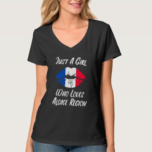 Lips Mouth Love French Flag Alsace T-shirt (Voorkant)