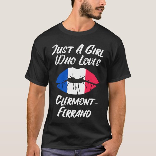 Lips Mouth Love French Flag Clermont Ferrand T-shirt (Voorkant)