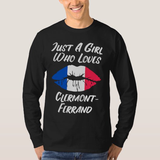 Lips Mouth Love French Flag Clermont Ferrand T-shirt (Voorkant)