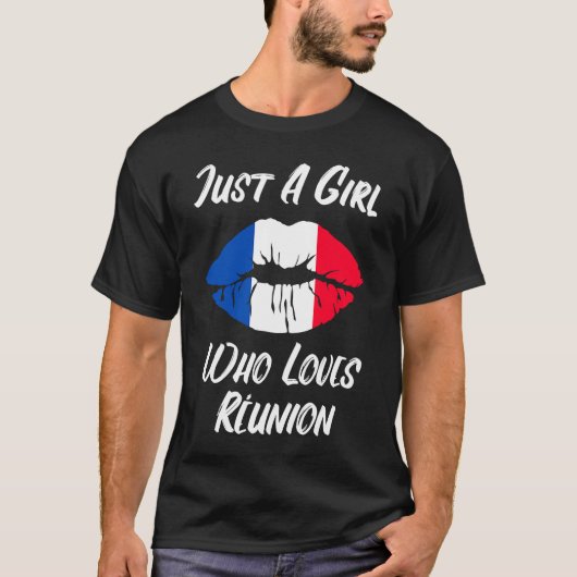 Lips Mouth Love French Flag Reunion T-shirt (Voorkant)