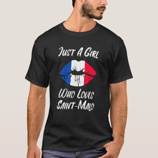 Lips Mouth Love French Flag Saint Malo T-shirt (Voorkant)