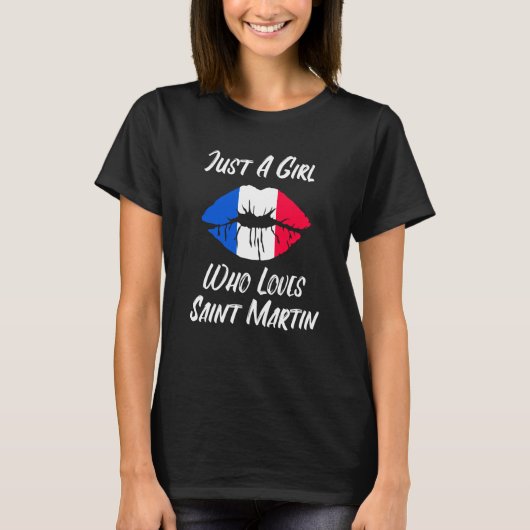 Lips Mouth Love French Flag Saint Martin T-shirt (Voorkant)