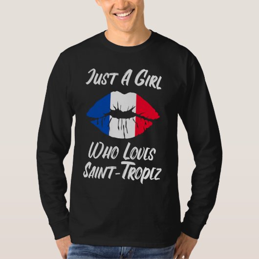Lips Mouth Love French Flag Saint Tropez T-shirt (Voorkant)