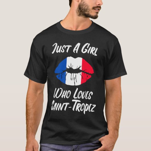Lips Mouth Love French Flag Saint Tropez T-shirt (Voorkant)