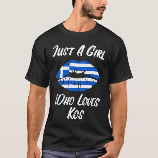 Lips Mouth Love Greek Flag Kos T-shirt (Voorkant)