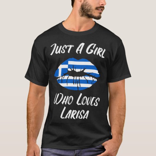 Lips Mouth Love Griekse vlag Larissa T-shirt (Voorkant)