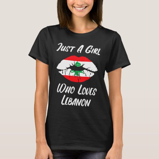 Lips Mouth Love Lebanese Flag T-shirt (Voorkant)