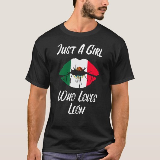 Lips Mouth Love Mexicaanse vlag Leon T-shirt (Voorkant)