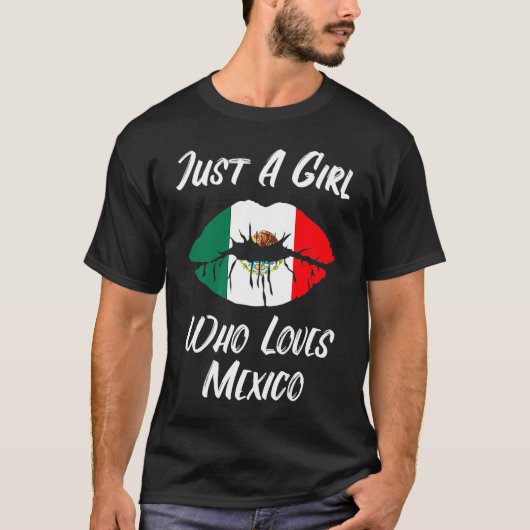 Lips Mouth Love Mexicaanse vlag T-shirt (Voorkant)