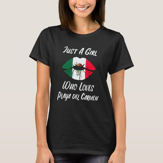 Lips Mouth Love Mexican Flag Playa del Carmen T-shirt (Voorkant)