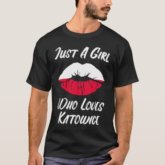 Lips Mouth Love Poolse vlag Kattowitz T-shirt (Voorkant)
