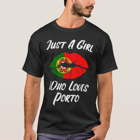 Lips Mouth Love Portugese vlag Porto T-shirt (Voorkant)