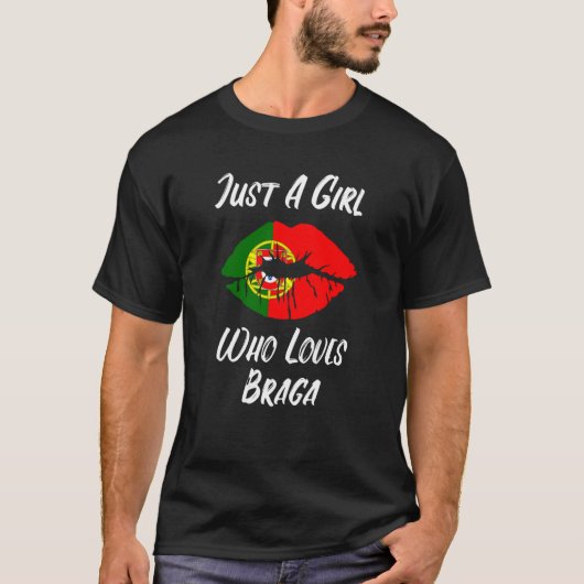 Lips Mouth Love Portuguese Flag Braga T-shirt (Voorkant)