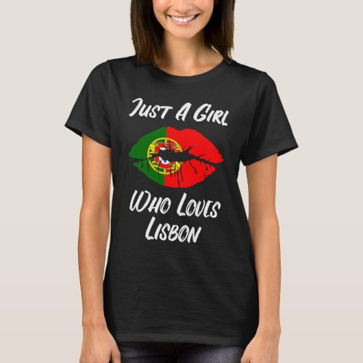 Lips Mouth Love Portuguese Flag Lisbon T-shirt (Voorkant)