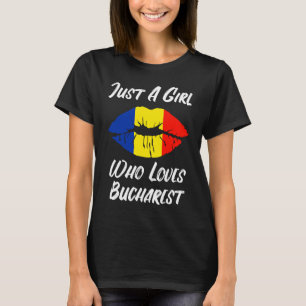 Lips Mouth Love Roemeense vlag Boekarest T-shirt