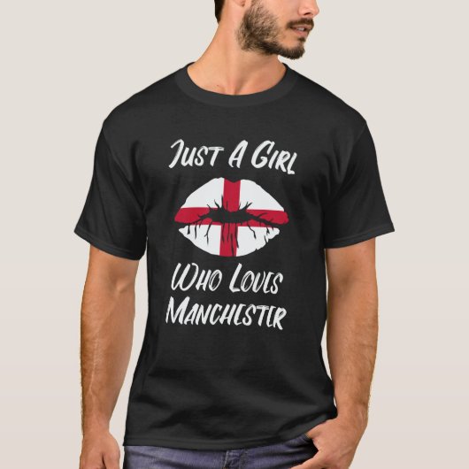 Lips Mouth Love Saint George's Cross Flag Manchest T-shirt (Voorkant)