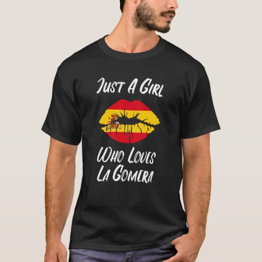 Lips Mouth Love Spaanse vlag La Gomera T-shirt (Voorkant)