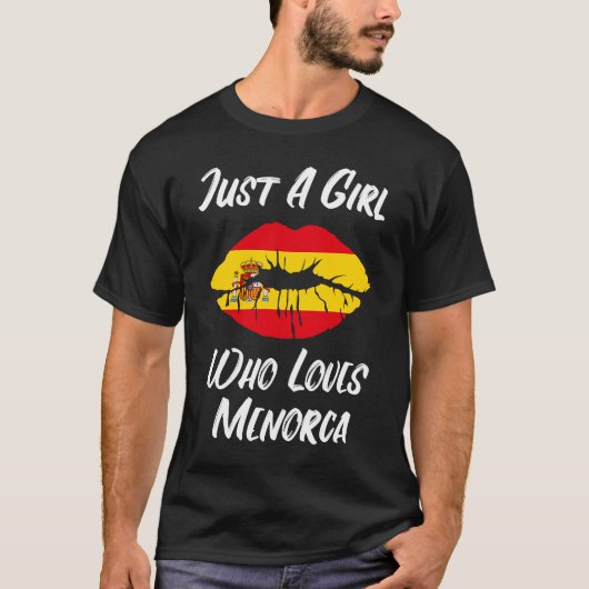 Lips Mouth Love Spaanse vlag Menorca T-shirt (Voorkant)