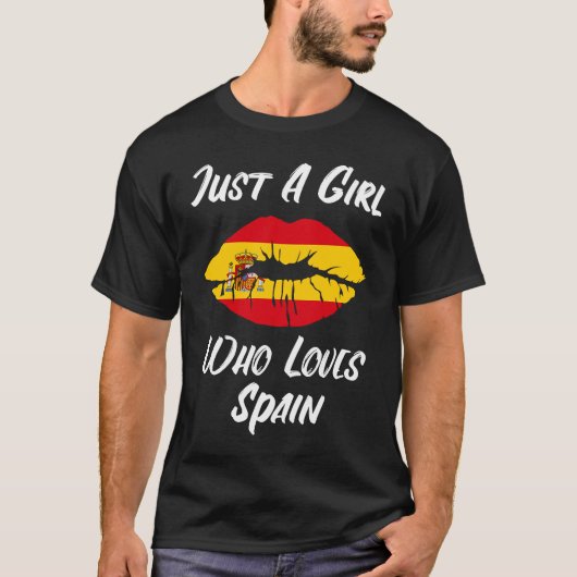 Lips Mouth Love Spain Flag Spain T-shirt (Voorkant)