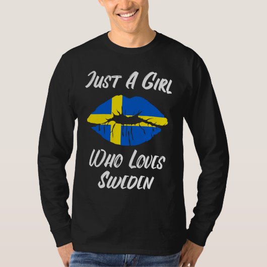 Lips Mouth Love Swedish Flag Sweden T-shirt (Voorkant)
